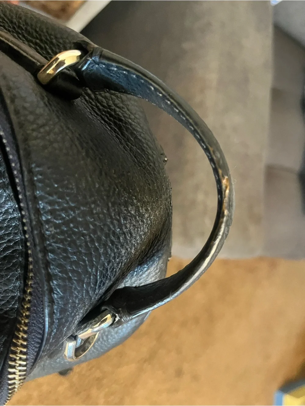 kate spade Black Pebbled Leather Mini Backpack with Gold Hardware - Picture 6 of 8
